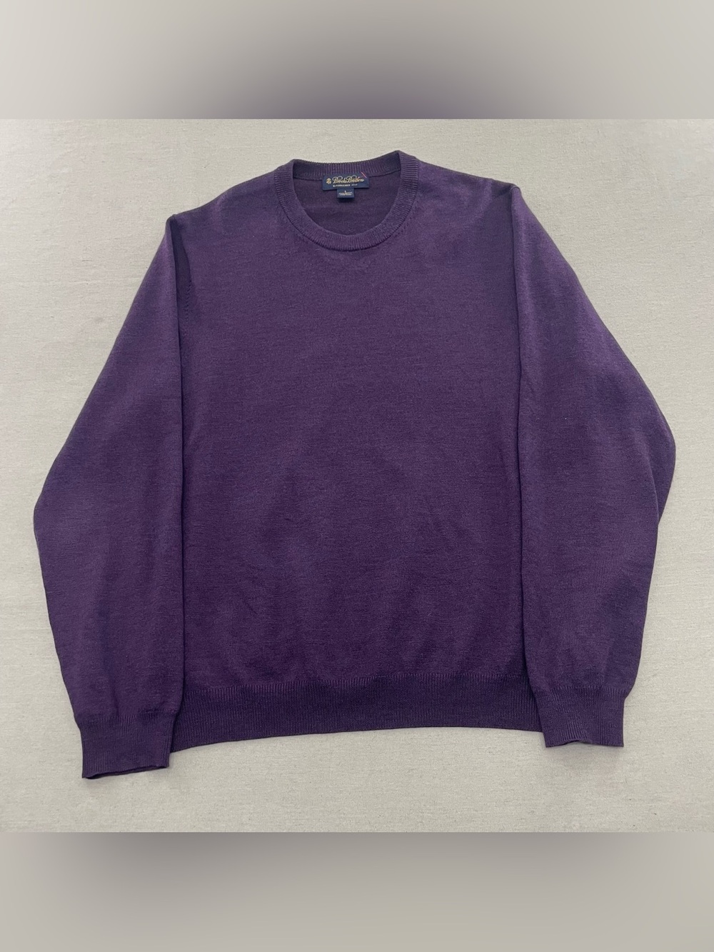 Brooks Brothers Sweater Men's L Merino Wool Stretch Crewneck Pullover Purple
